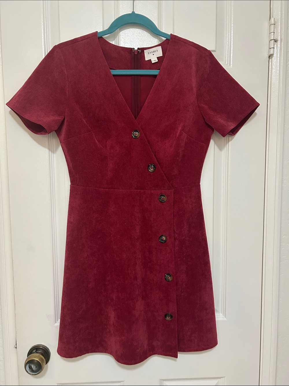 Everly Burgundy Short-Sleeve Suede Mini Dress